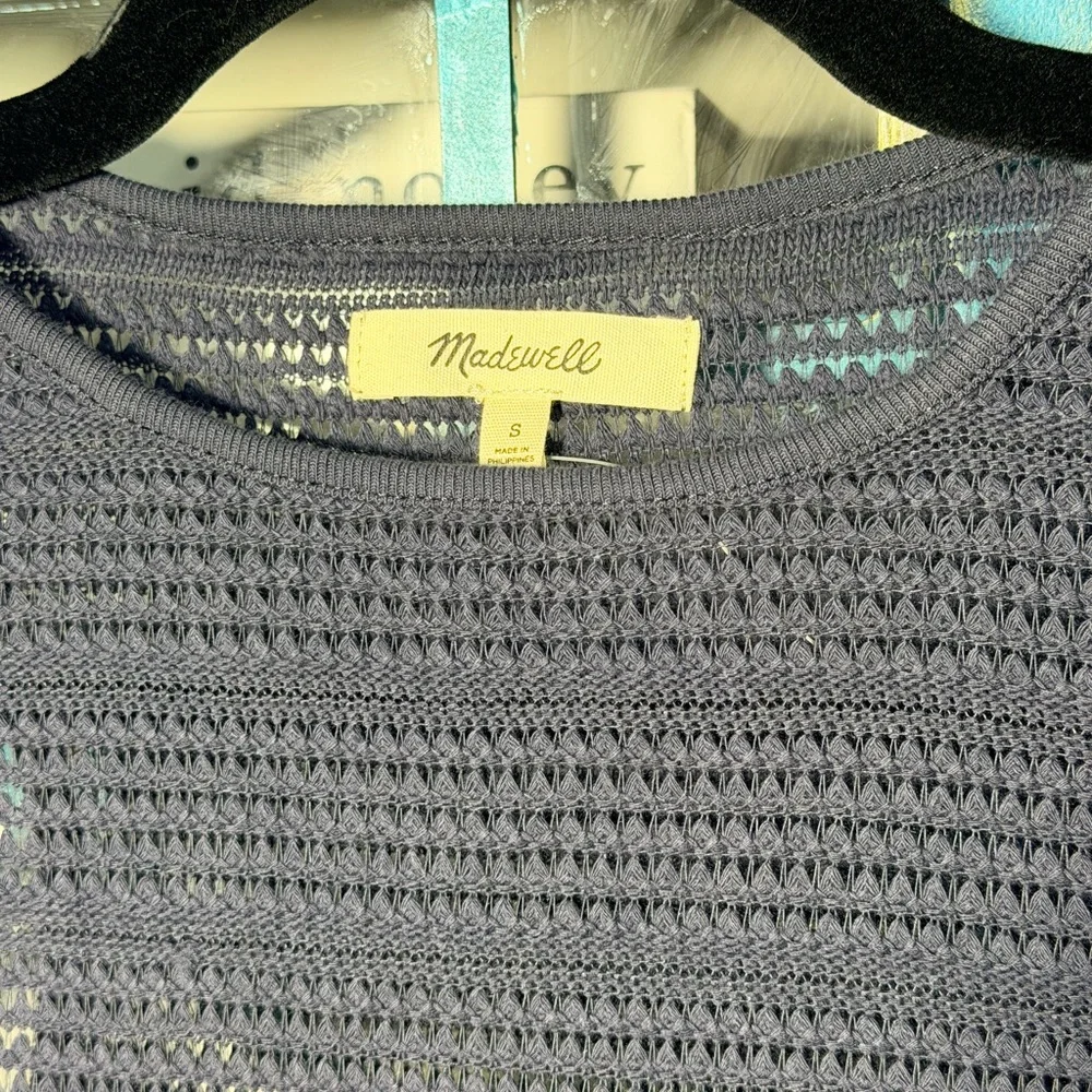 Madewell Textured Navy Shrunken Cutaway Knit Tank - Size Small - NWOT - Picture 4 of 4